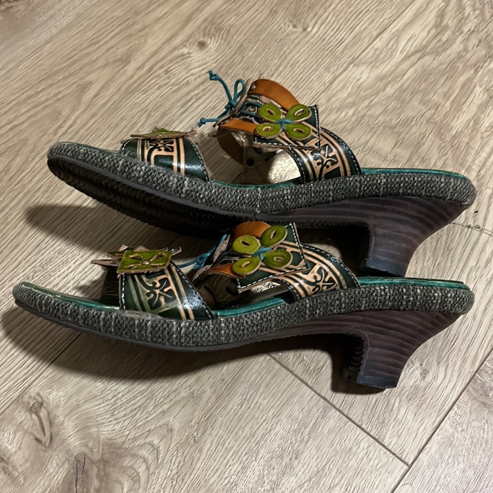 SPRING STEP WOMENS LEATHER SLIP ON HEELS SIZE 38 (7 ) - Picture 4 of 10